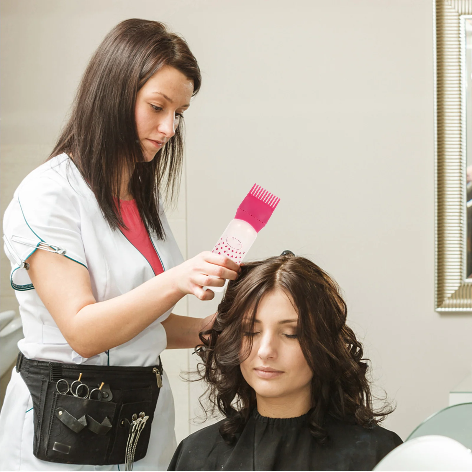 

3pcs Dry Cleaning Bottle Hair Dye Applicator With Comb For Even Color Distribution Lightweight Durable Plastic Hair Coloring