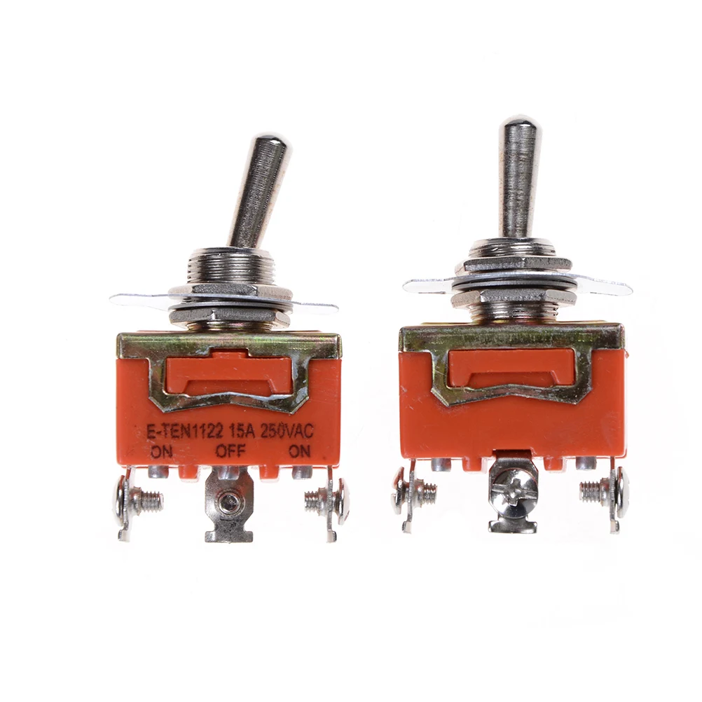 

1Piece 3 Terminals Orange SPDT Locking Toggle Switch 250V 15A ON-OFF-ON