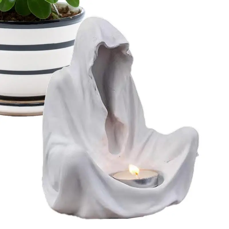 

Ghost Tealight Candle Holder Faceless Ghost Figurines Candleholder Resin Craft White Candlestick Holders For Home Party Supplies