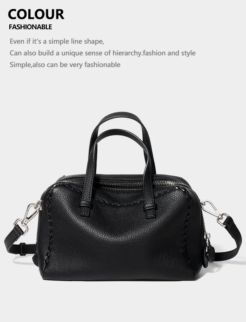 Damen Echtleder Schultertaschen 100% Crossbody Bucket Bag Weibliche Mode Einfarbige Designer Shopper Tote Marken-Trend Handtaschen Bolsas – Detail 21