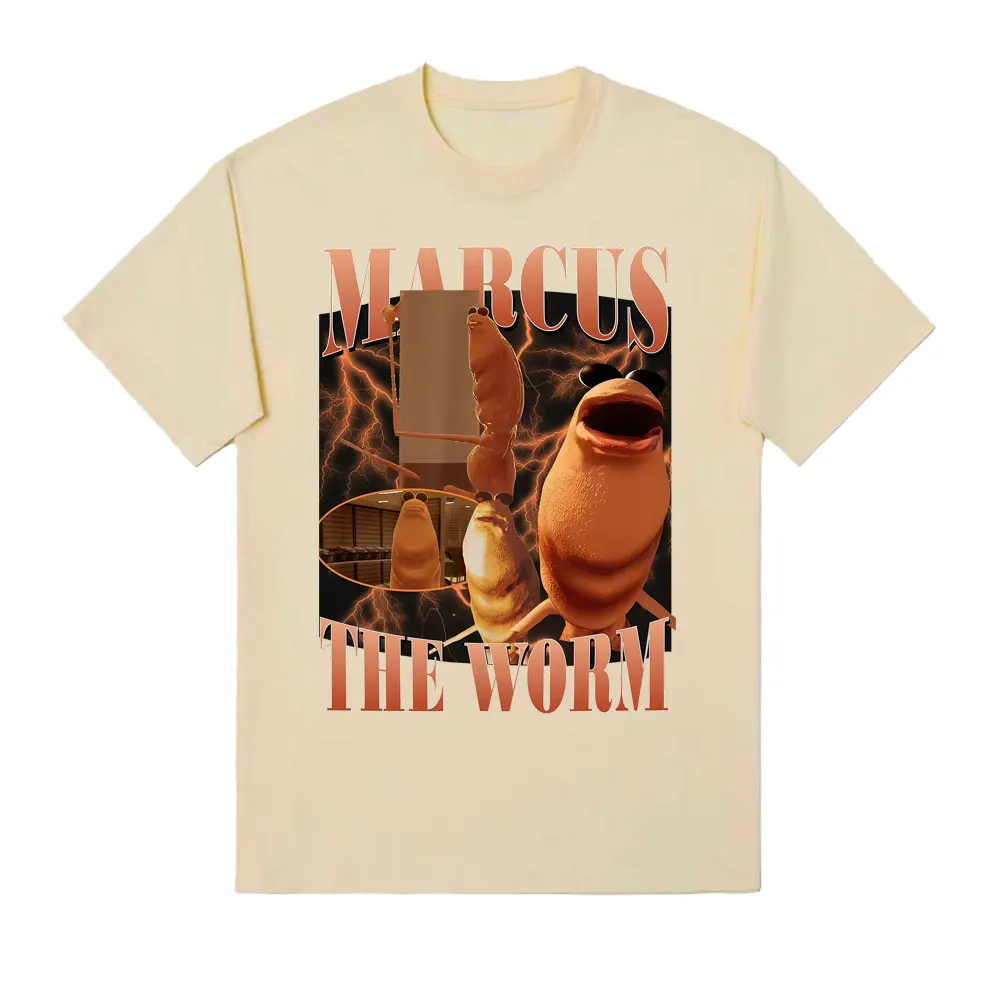 مضحك ماركوس الدودة ميمي تي شيرت للجنسين موضة الكرتون Vintage تي شيرت الرجال عادية 100% القطن المتضخم تي شيرت الشارع الشهير #6