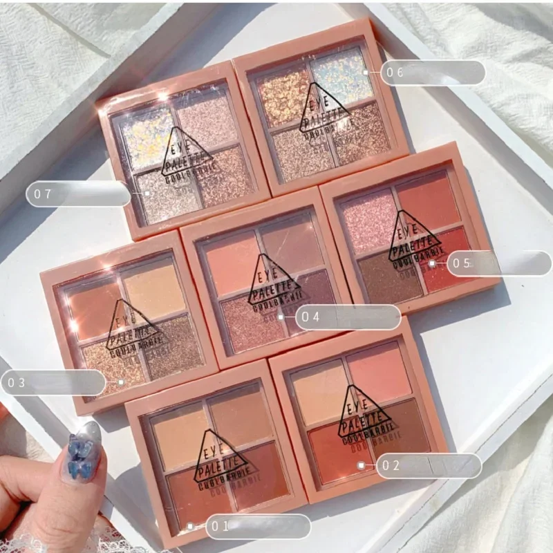 لوحة ظلال عيون صغيرة محمولة على شكل زهر الخوخ مكونة من 4 ألوان من البطاطس المهروسة والترتر واللؤلؤ المقاوم للماء