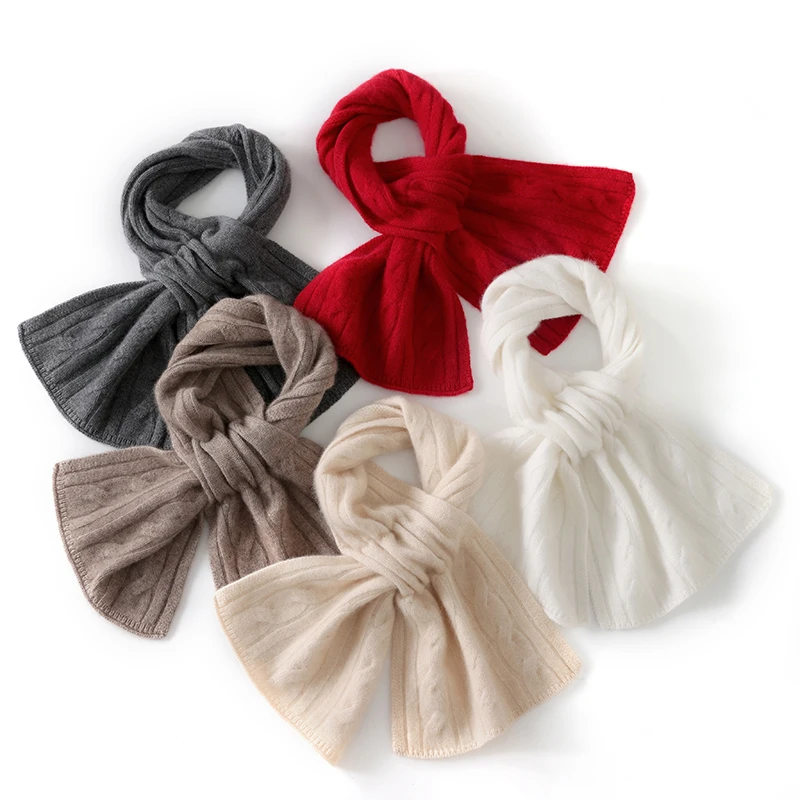 

Autumn Winter Romantic 100% Cashmere Women's Scarf Fashionable Braided Cold-Proof Neck Warmer Crossed Layered Warm Neck Scarf
