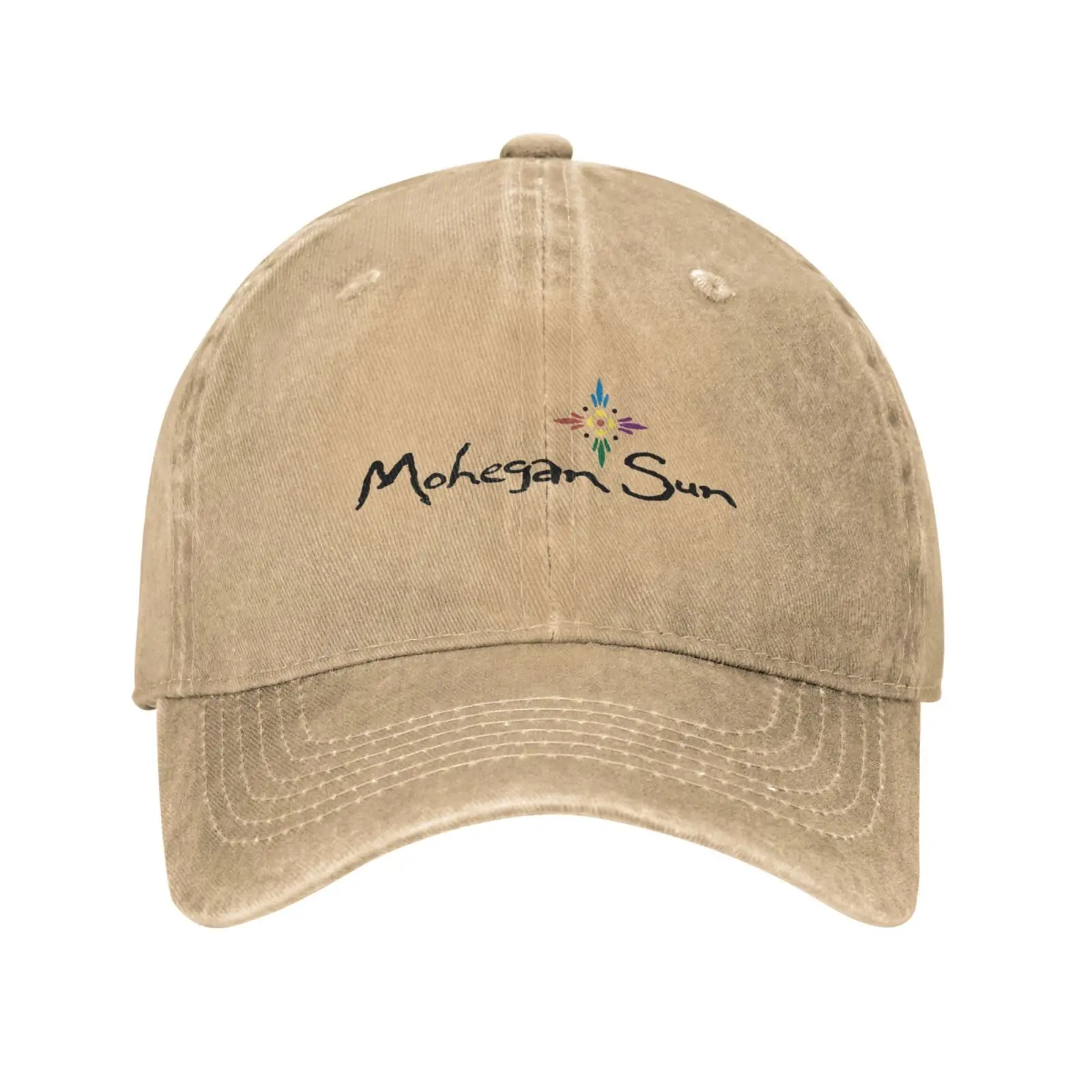 Mohegan sol logotipo boné, qualidade Denim Cap, chapéu de malha