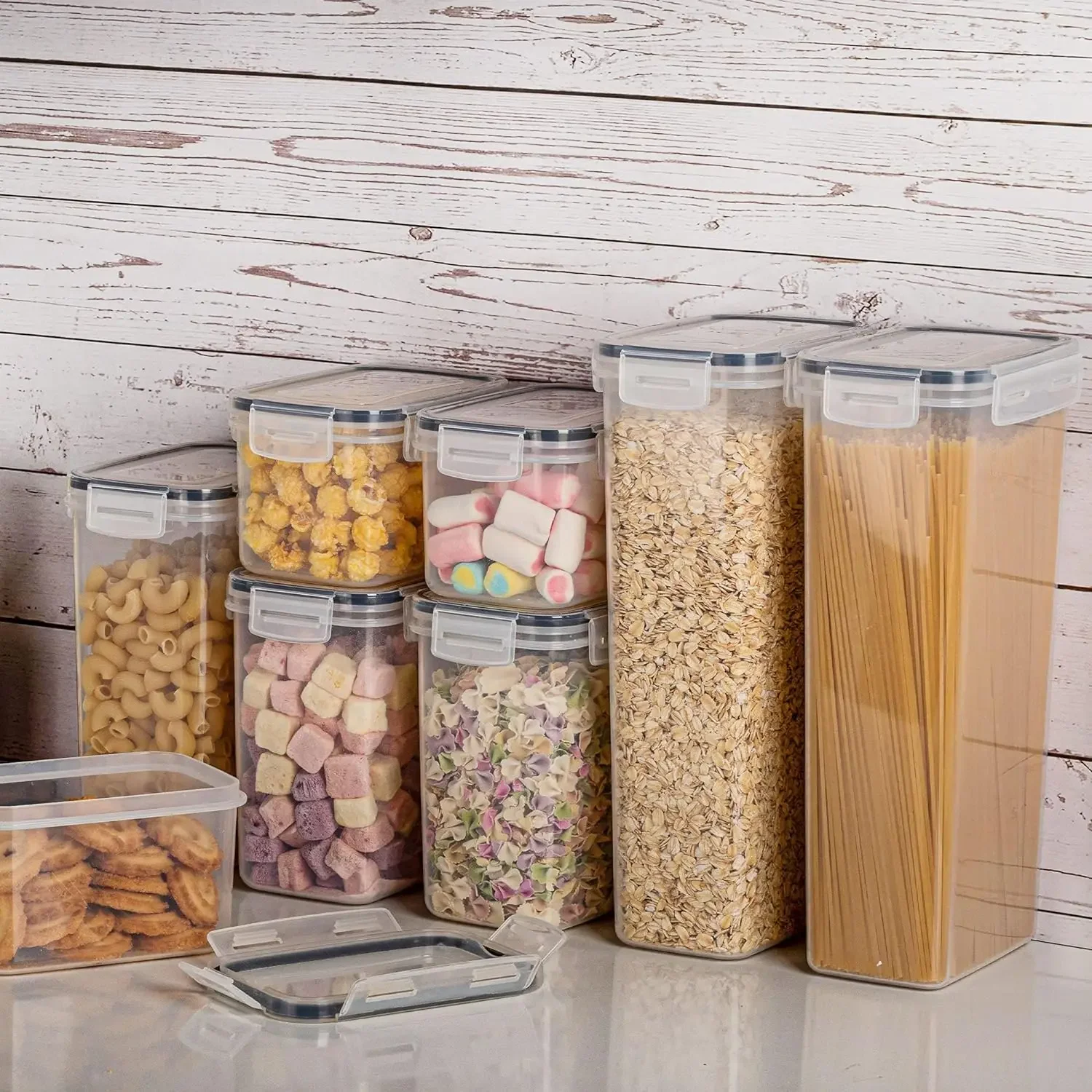 Food Storage Containers with Lids Plastic Kitchen and Pantry Organization Canisters for Cereal