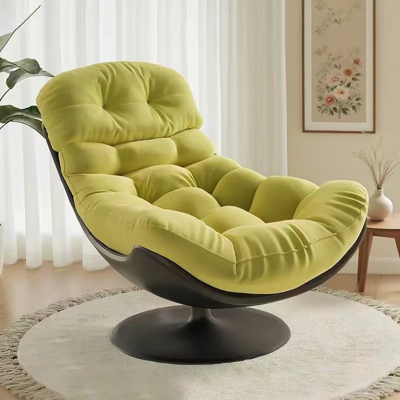 Modern Swivel Lounge Chair Tufted Recliner Accent Armchair with Leather Shell for Living Room Bedroom Reading Nook