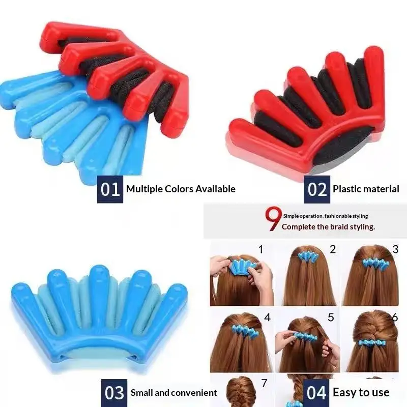 1 Stück DIY Wellen-Locken-Styling-Set, Manueller Haarcrimper, 5-Finger-Schwamm-Haarflechtwerkzeug für Frauen und Mädchen, für Party und Reisen – Detail 7