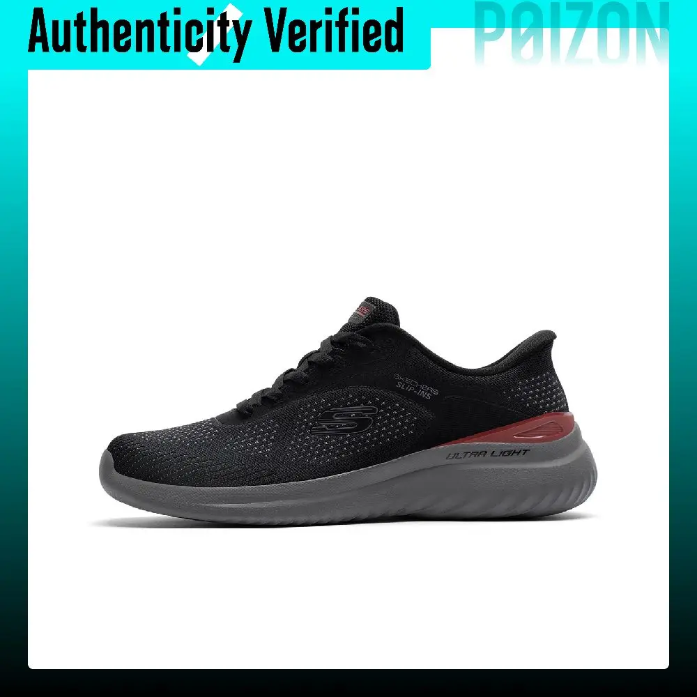 Skechers Slip Ins Slip Resistant Low top Casual Shoes Men's Black Red 233033-BKRD