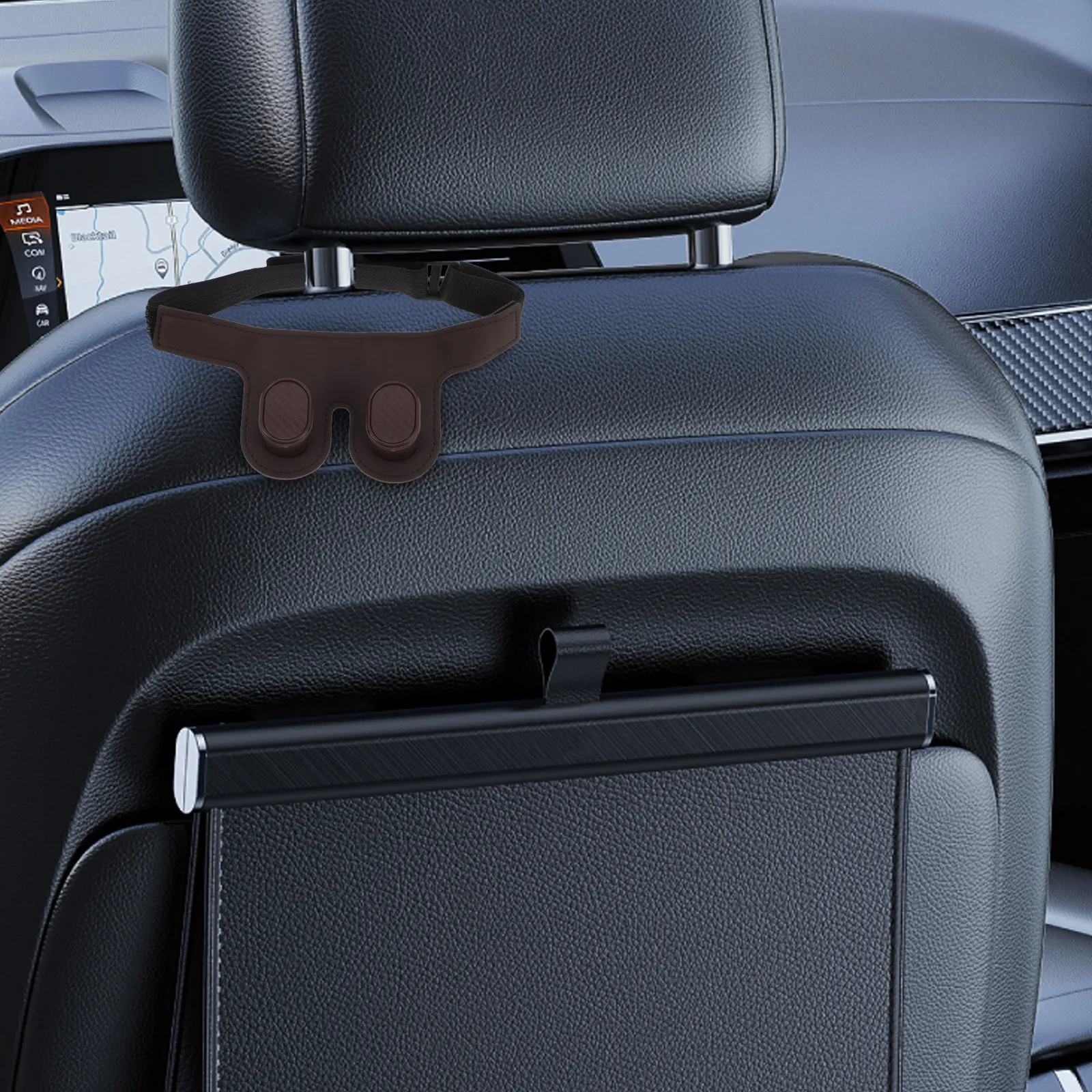 

Крючок на подголовник автомобиля, коричневый, многофункциональный органайзер для хранения на спинке сиденья, для сумок, пальто, зонтов, прочный, для автомобиля