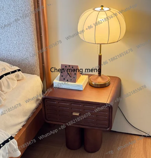 

French antique home bedroom solid wood small bedside table narrow bedside cabinet creative