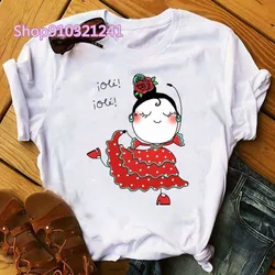 Cartoon Flamenco top tees donna divertente maglietta bianca streetwear tshirt estetica Femme magliette estate grafica abbigliamento