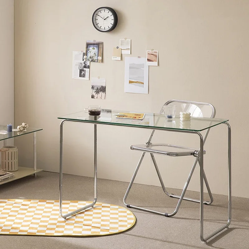 

#Computer desk, glass desk, writing desk, living room, home minimalist makeup desk