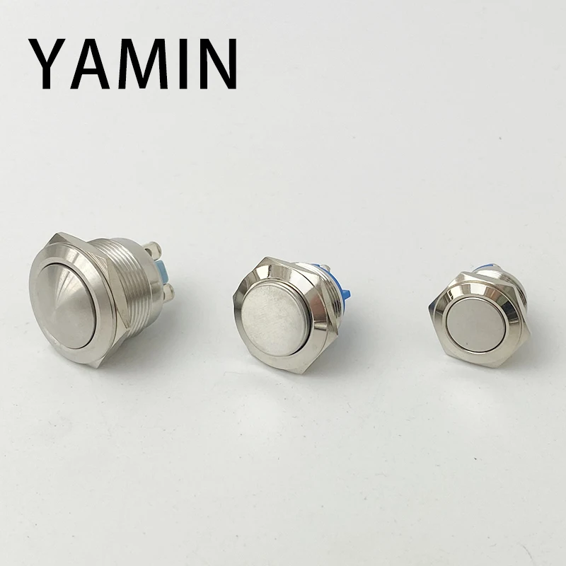 16/19/22mm Metal Push Button Switch Silver Contact Momentary Waterproof IP65 Doorbell Bell Horn Car Auto Engine PC Power Start