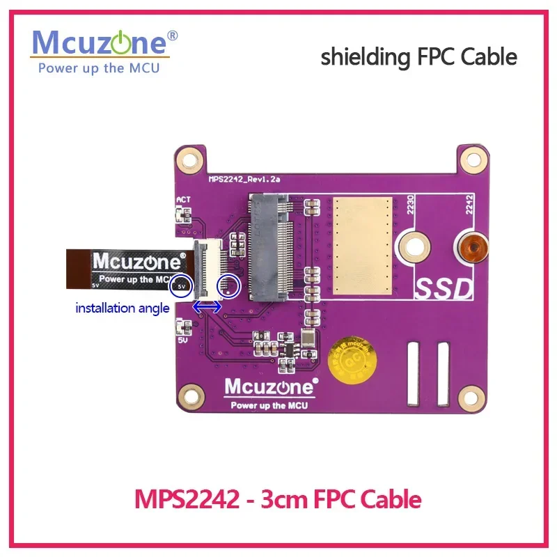 16Pin 0.5mm pitch FPC cable for Raspberry Pi 5, with shielding and PCIe differential pair impedance control