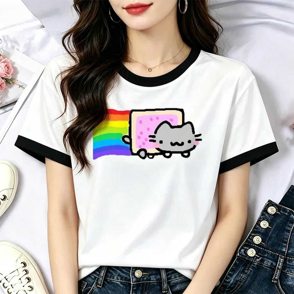 Nyan Cat t shirt girl graphic Psychedelic party t shirt goth dollette cheap korean fashion vintage
