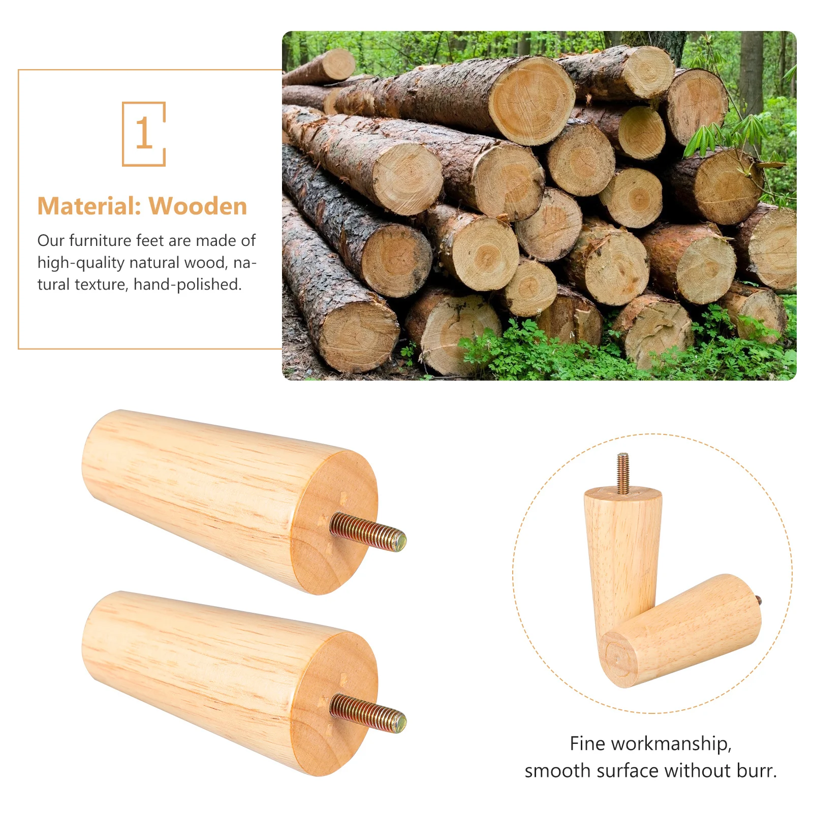 

4pcs Wooden Furniture Legs Solid Natural Wood Polished Smooth Tapered Table Legs For Sofa Desk Cabinet Diy Home Use