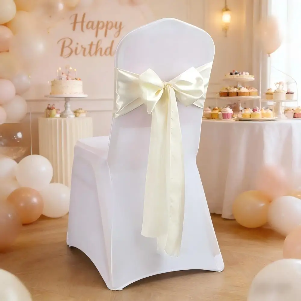 Satin Bow Tie Sash Band for Wedding Chair Decoration Shiny Birthday Party Hotel Show Wholesale Nice Look Design