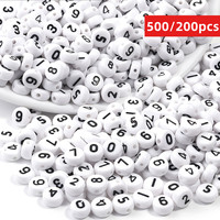 500pcs/200pcs 7mm Acrylic random number beads for DIY Jewelry MakingBracelet Necklace Keychain Accessories Handmade Materials