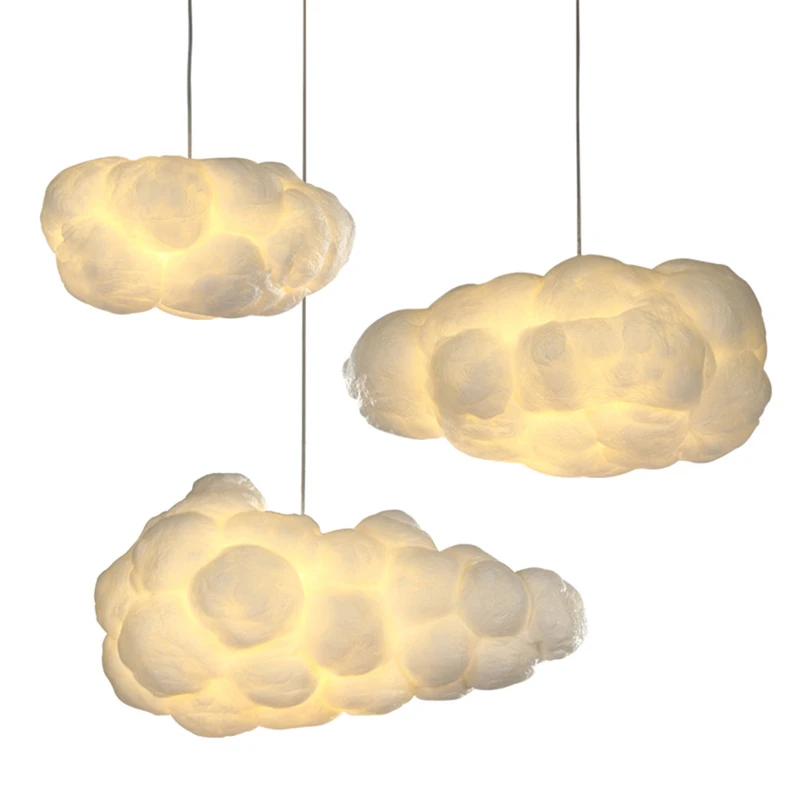 Nordic Simulation Cloud Pendant Light For Living Room Restaurant Kids  Silk Cotton Led Indoor Decor Lighting