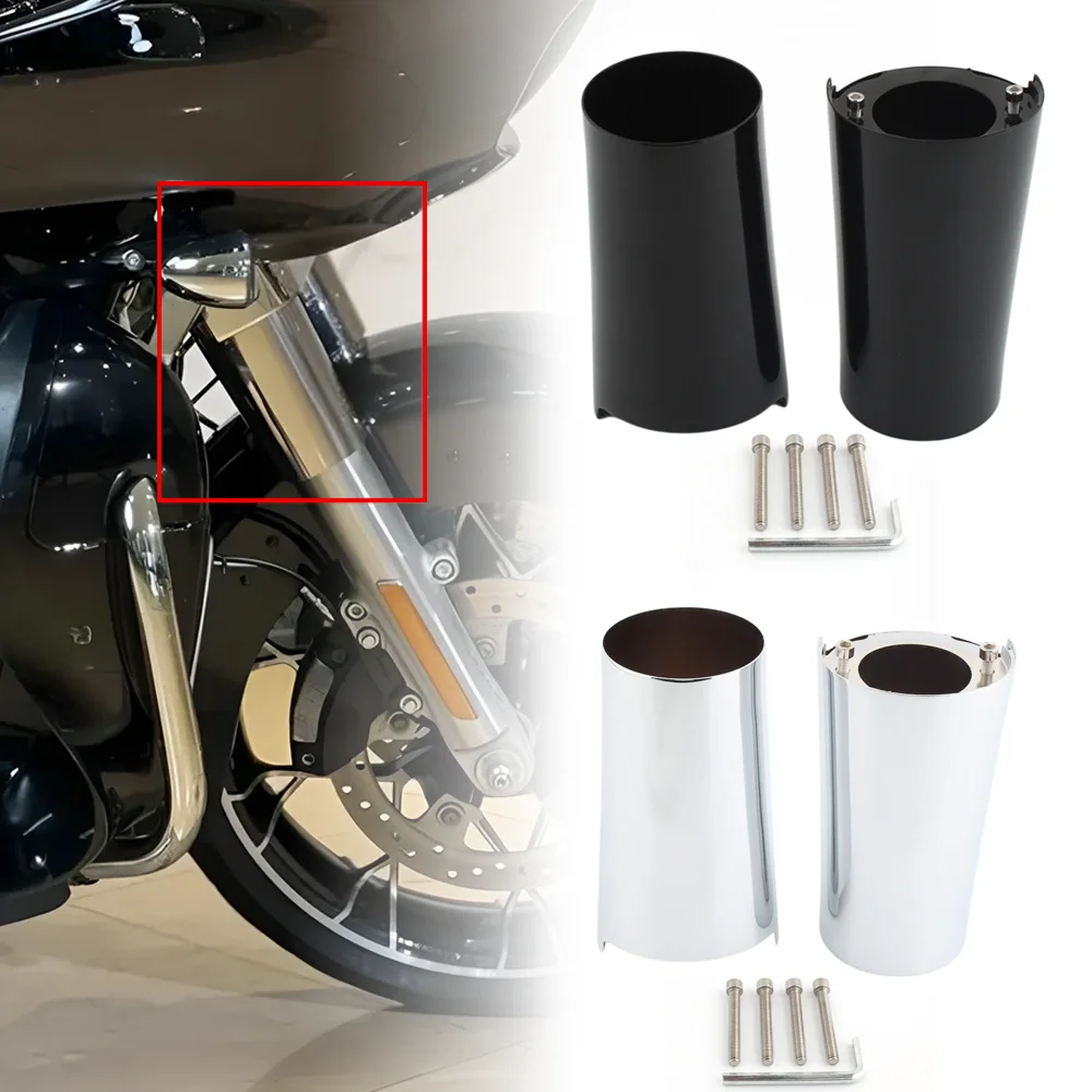 

Motorcycle Front Fork Boot Slider Cover Black/Chrome For Harley Touring Electra Street Tri Glide Road King Custom 14-Up