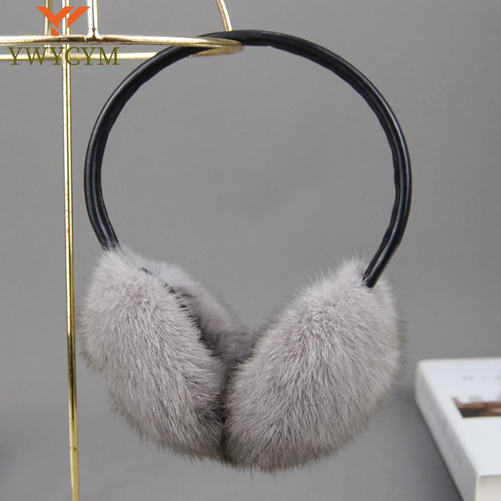 

New Winter Luxury Women Warm 100% Real Natural Mink Fur Earmuff Outdoor Fashion Mink Fur Earmuffs Girl Winter Ear Protection