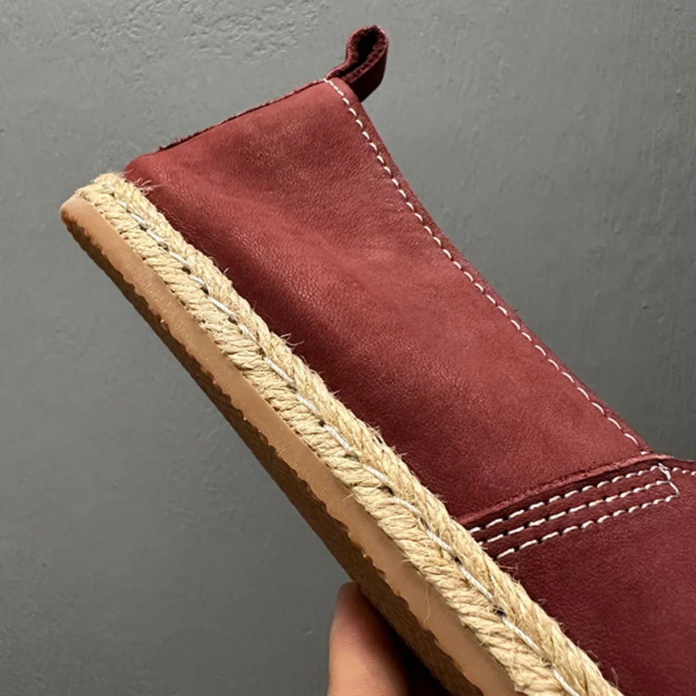 أحذية صياد السمك من جلد البقر الناعم، أحذية مريحة من الجلد الطبيعي للرجال، أحذية بدون كعب كاجوال مصنوعة يدويًا، أحذية قيادة