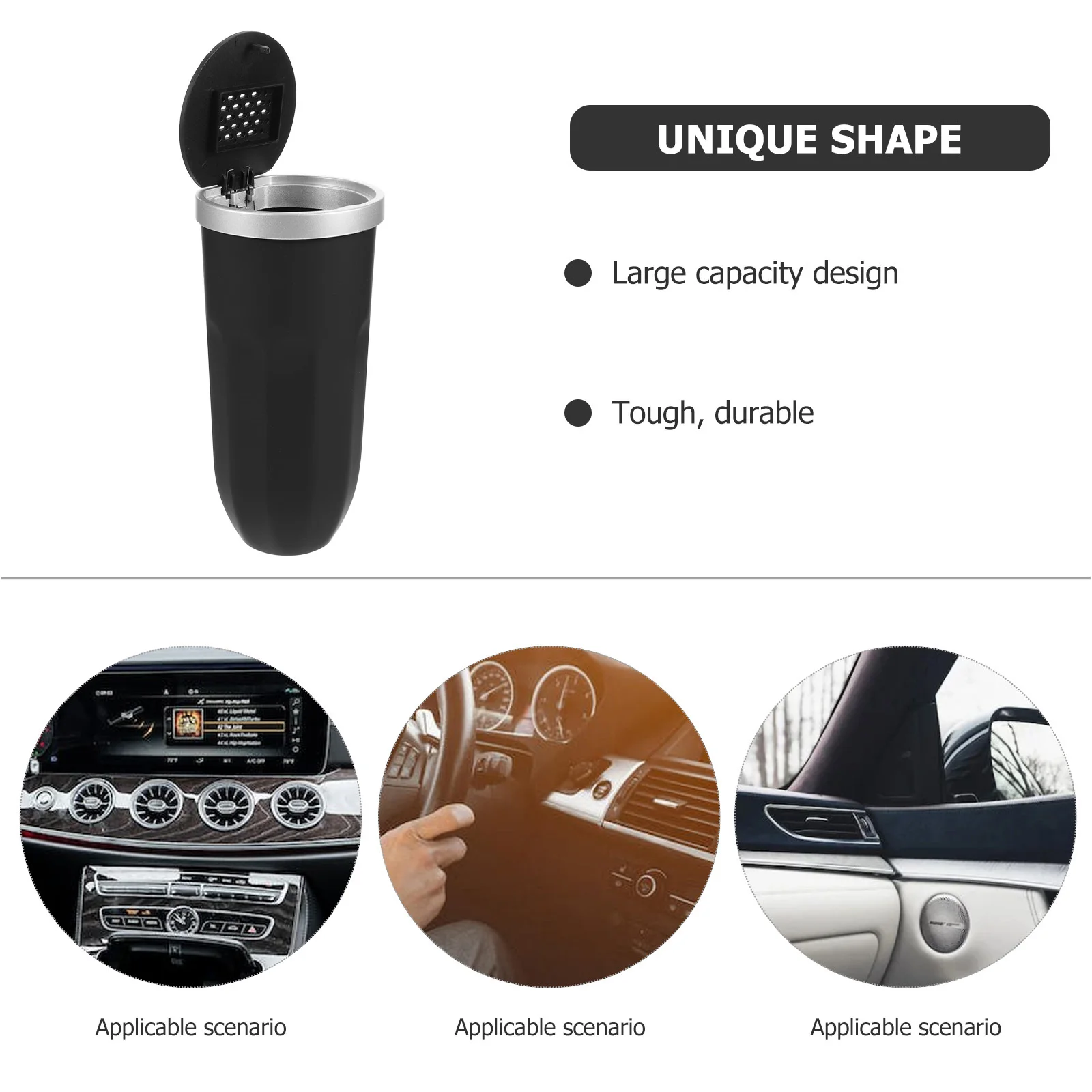 

Car Trash Bin Small Compact Design Lid Auto Trash Can Durable Garbage Container Odor Insulated Car Accessories Organizer