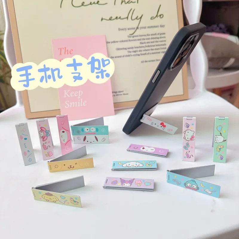 

Hello Kitty Kawaii Phone Stand Kuromi Cinnamoroll Melody Creative Pattern Back Sticker Support Rack Phone Accessories Cute Stand