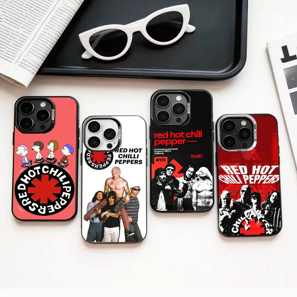 

Funk Rock Red Hot Chili Peppers Phone Case For iPhone17,16,15,14,13,12,11 Plus,Pro Max Colored Silver Plated Inside Cover
