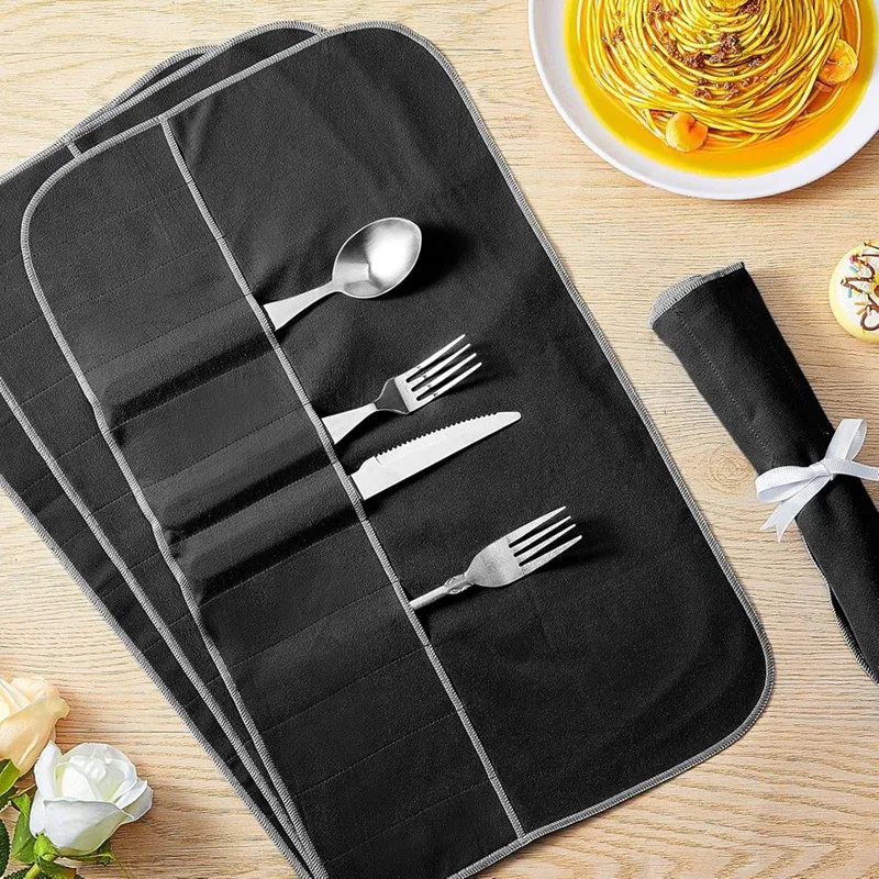 ABNO-Silver Storage Bags Silver Storage Cloth Felt Flatware Organizer Anti Tarnish Silver Protector Bags 4Pcs