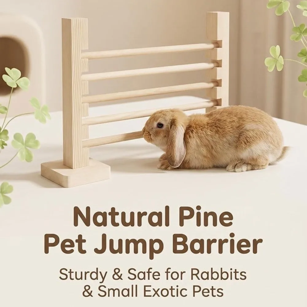 Wood Rabbit Jump Bar Bite Resistant Adjustable Height Bunny Jump Training Detachable Pet Bunny Small Animal Games