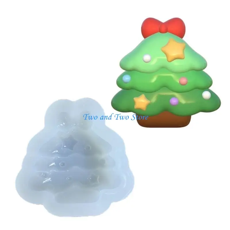 

HX6F Silicone Molds Beautiful Christmas Accessories with Reindeer and Christmas Tree