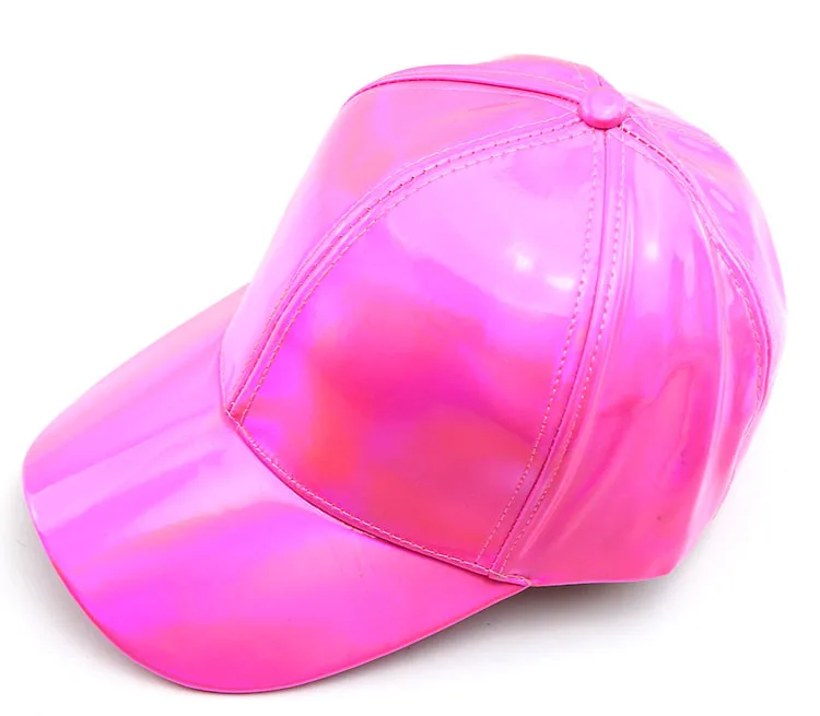 Damen Herren Kunstleder Baseballkappe Glitzer Metallic Holographisch Regenbogen Reflektierend Hip Hop Verstellbarer Strapback Schirmmütze – Detail 13