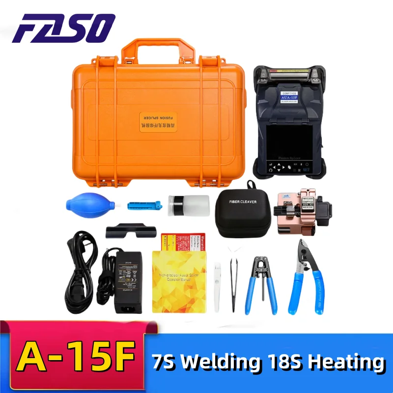 

A-15F fiber optic fusion splicer machine Full set tool hot melt machine fully automatic Multi-language FTTH fiber optic tools