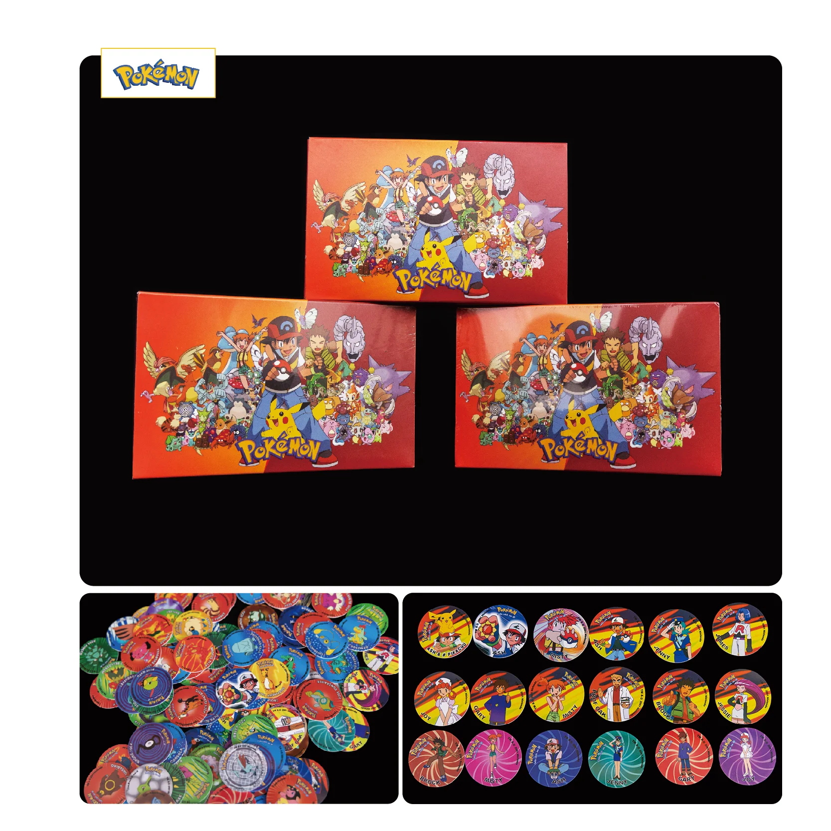 Cartes rondes Pokémon de 2e génération, Lote De Tazos, Collection d\'invitations, Boîte, Super Mega Master, Pikachu, Milkcaps, New, 118PCs