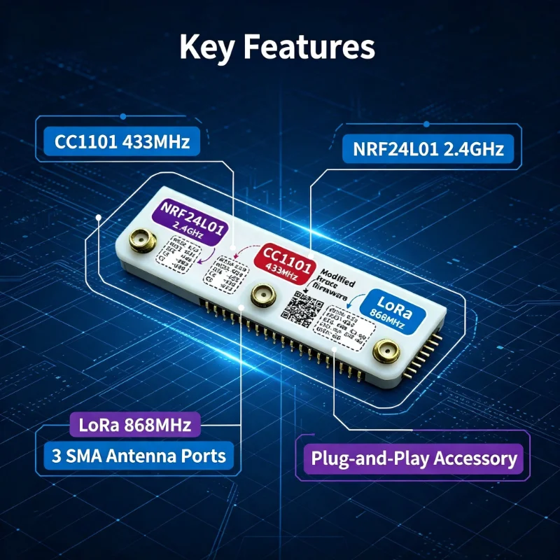 CC1101 NRF24L01 LoRa 3-in-1 Module for M5stack CardPuter