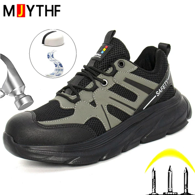 Breathable Mesh Indestructible Shoes Work Sneakers Men Anti-Smash Anti-Puncture Work Safety Shoes Comfort Male Insulated Shoes