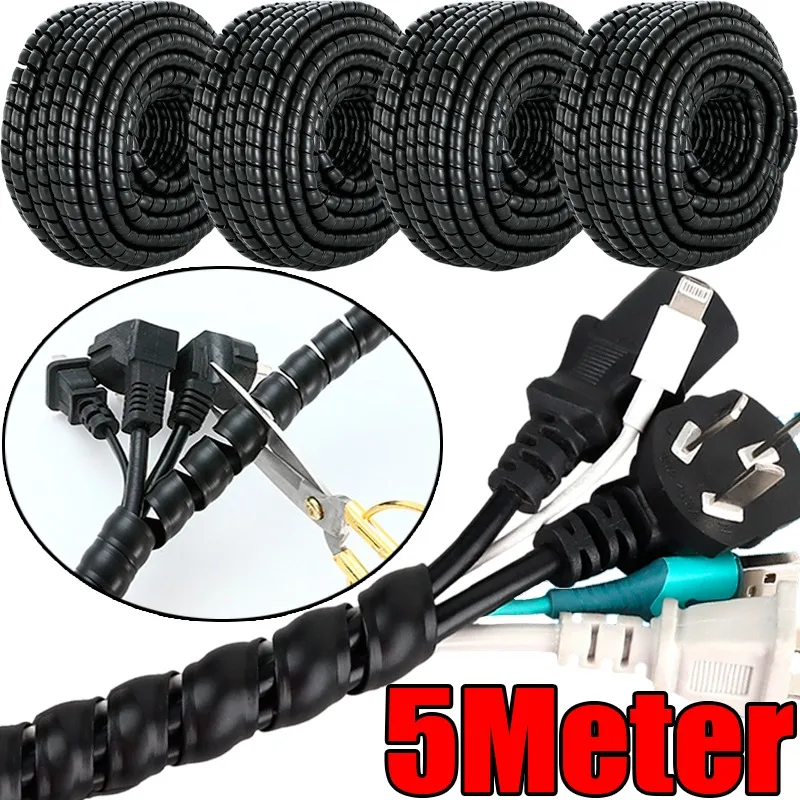 Cable Sleeves 8mm-42mm Universal Flexible Spiral Sleeving Wire Protector Cable Sleeve Cover Tube Line Organizer Pipe Protection
