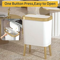 Luxury Large Capacity Trash Can Gold Luxury Trash Can High push Plastic Kitchen Trash Can with Lid Bathroom Trash Can