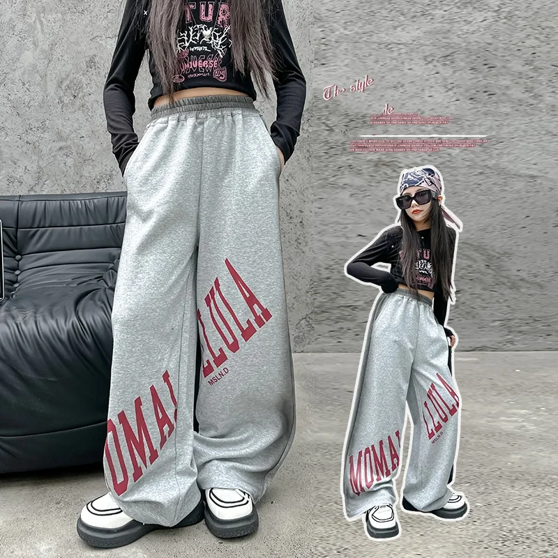 

Girl Long Pants Tween Child Streetwear Trendy Korean Style Sweatpants Kid Spring Autumn Fashion Drawing Loose Bottom Ages 4-14Y