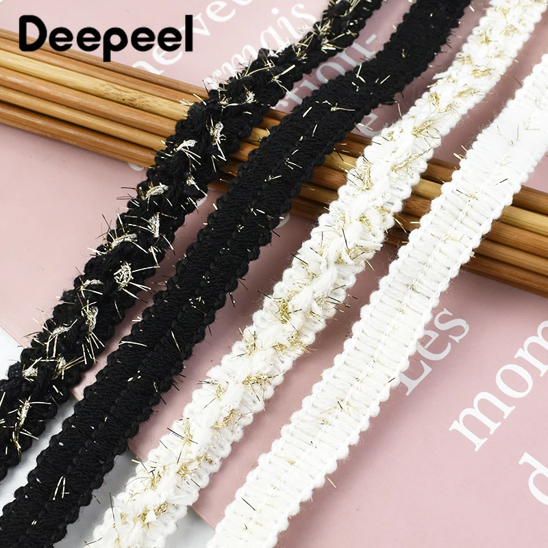 

2/5/10Yards Deepeel 18mm Gold Line Braided Lace Ribbon Garment Wedding Dress Decoration Sequins Trim Webbing Sewing Material