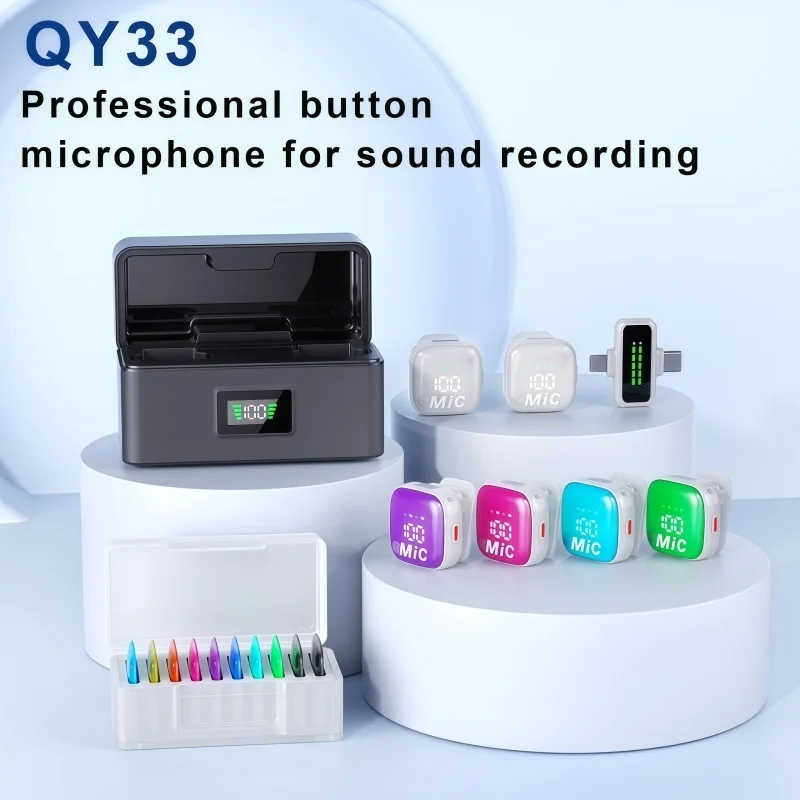 2026New QY33 Wireless Microphone, with replaceable color decorative cover, suitable for live streaming and Vlog shooting