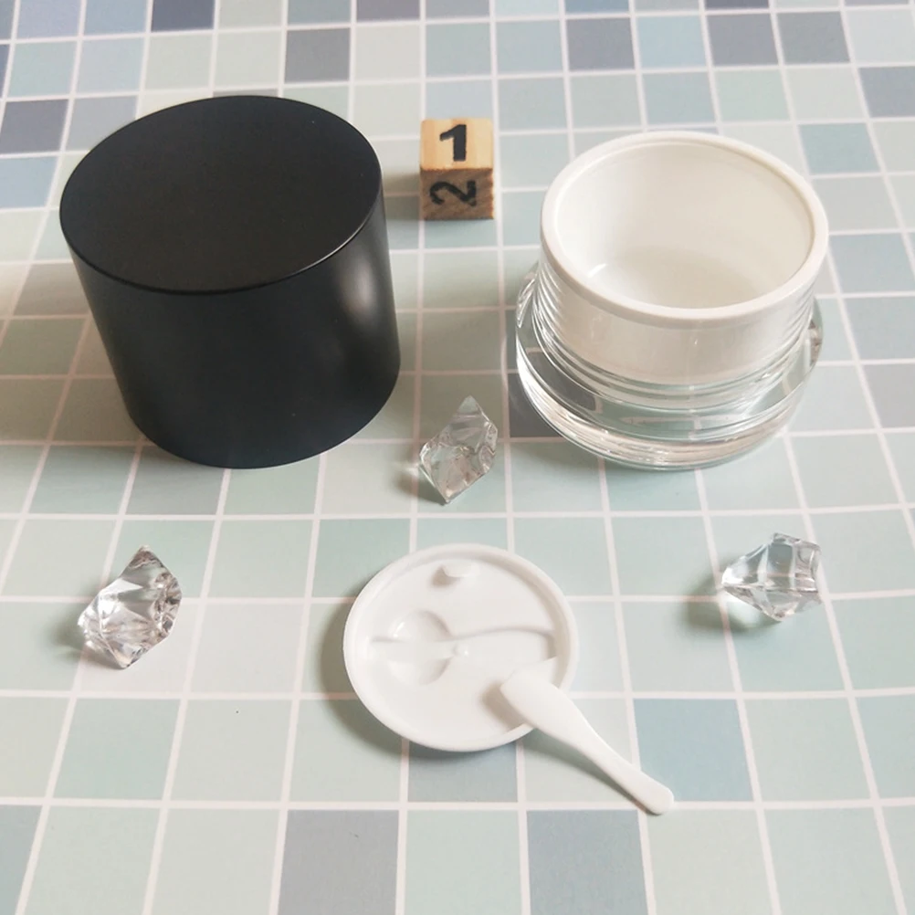 

1Pcs Portable Acrylic Cream Case Makeup Container Mini Storage Box for Travel No Scoop White Cream Bottle