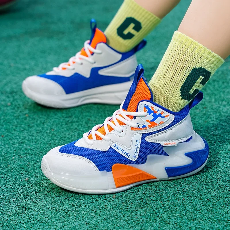 Children's Basketball Shoes 2024 Summer Boys' Mesh Breathable and Anti Slip Sports Shoes, Big Kids Practical Basketball Shoes