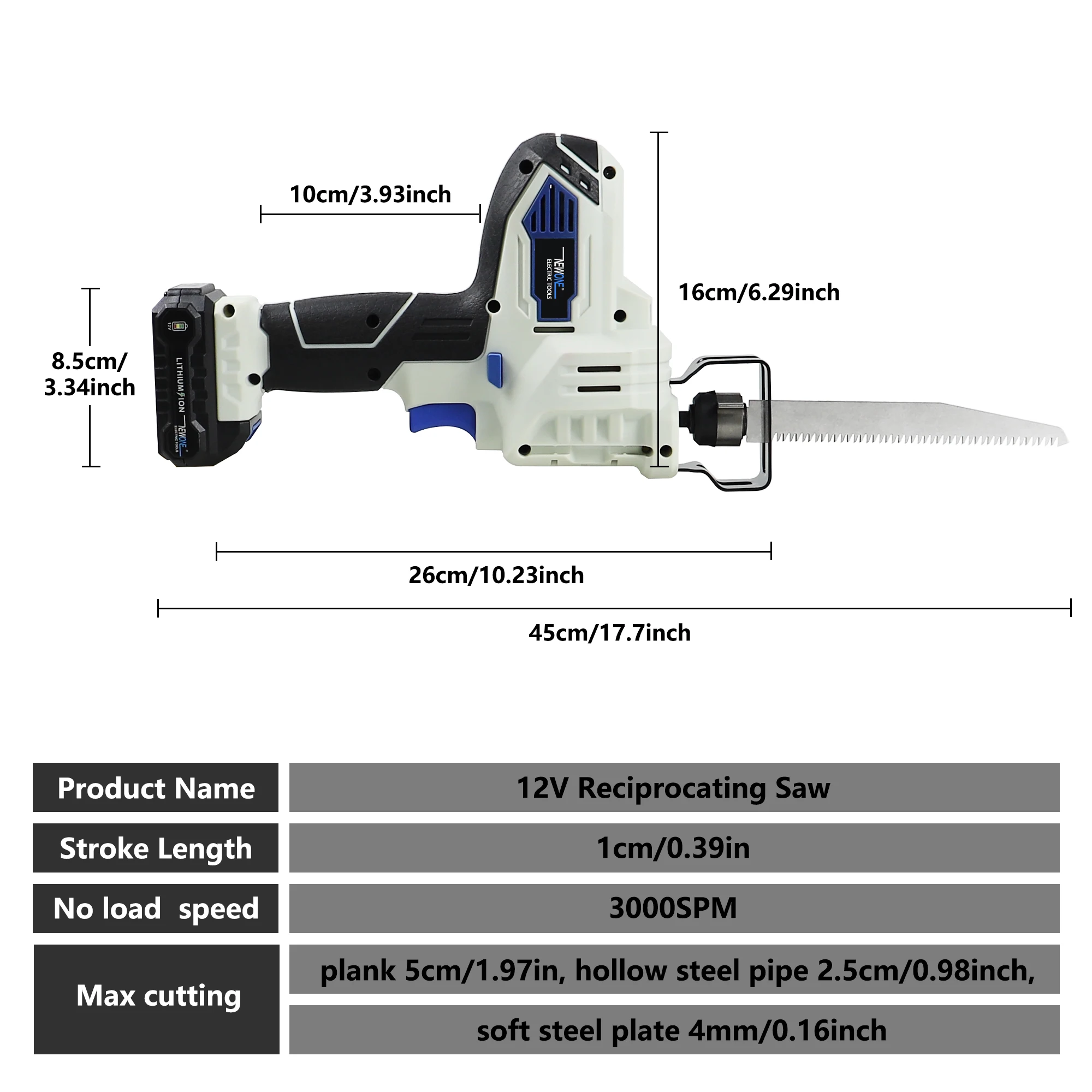 12V NEWONE  Cordless Electric Lithium Power tool Portable and rechargeable Hand Reciprocating Saw Saber Saw Multi-function saw