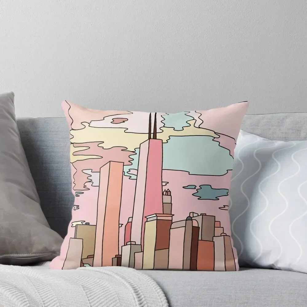 

Chicago sunset by Sasa Elebea Throw Pillow Bed pillowcases covers for pillows pillow