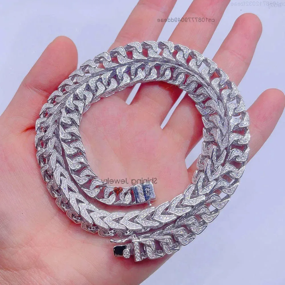 

Ready to Ship Iced Out Diamond Hip Hop Men Sterling Silver 10mm Moissanite Rope Chainn