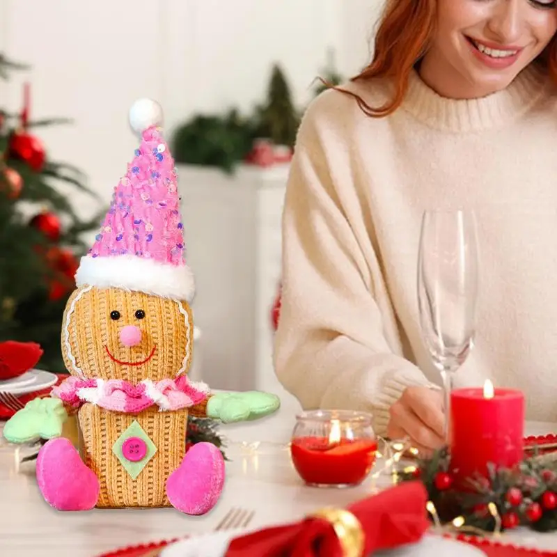 Animal relleno de peluche de pan de jengibre, muñecas coleccionables de larga duración, gnomos de Navidad, juguetes de peluche en colores brillantes para vacaciones