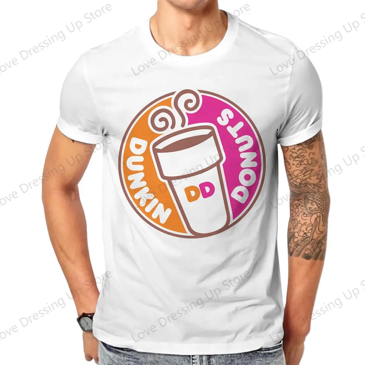 Dunkin Deeznuts 100%Pure Cotton Summer Men T-Shirt happiness dunkin' donuts sense Short sleeve Tshirts O-Neck Tee Funny Tops