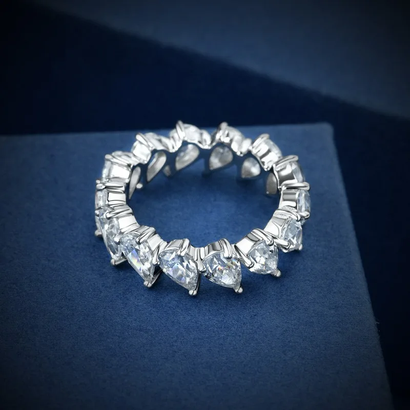 Pear Shaped White 4 * 6 High Carbon Diamond S925 Silver Women's Versatile Ring with Full Diamond Ring, New Wedding Jewelry